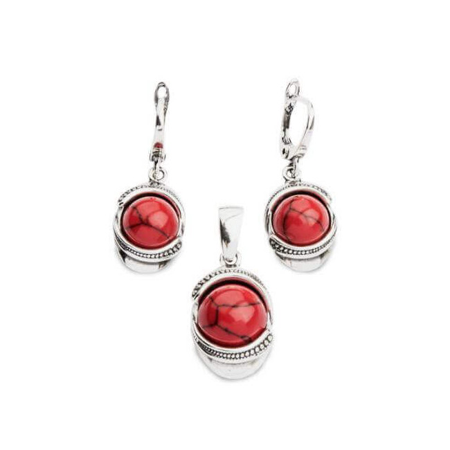 K 1805 Coral silver earrings