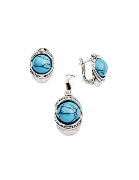 Srebrne kolczyki K3 1805 Turkus|Polcaratdesign.pl Biżuteria