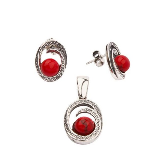 K2 1561 silver coral earrings
