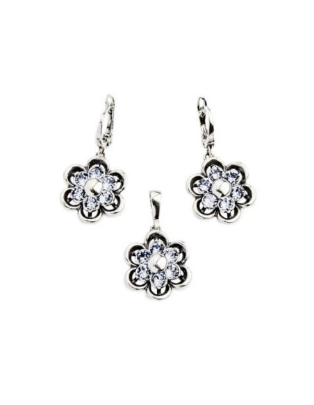 Swarovski K 1796 Denim Blue Oxidized Silver Earrings