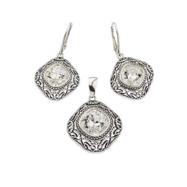 Kolczyki srebrne oksydowane Swarovski K 1814|Polcaratdesign.pl Biżuteria