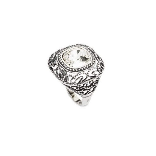 Silver ring with Swarovski crystals PK 1814 Crystal