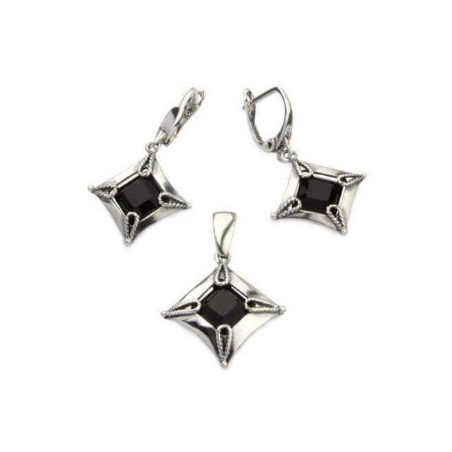 Silver oxidized pendant Swarovski W 1812