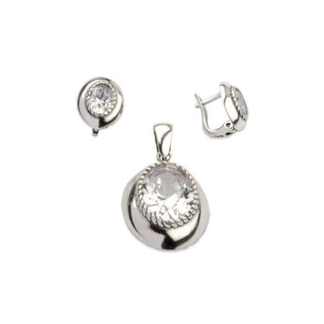 Srebrny oksydowany wisiorek z cyrkoniami W 1813|Polcaratdesign.pl Biżuteria