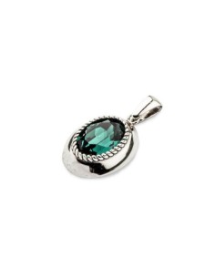 Silver oxidized pendant Swarovski W 1813 Emerald