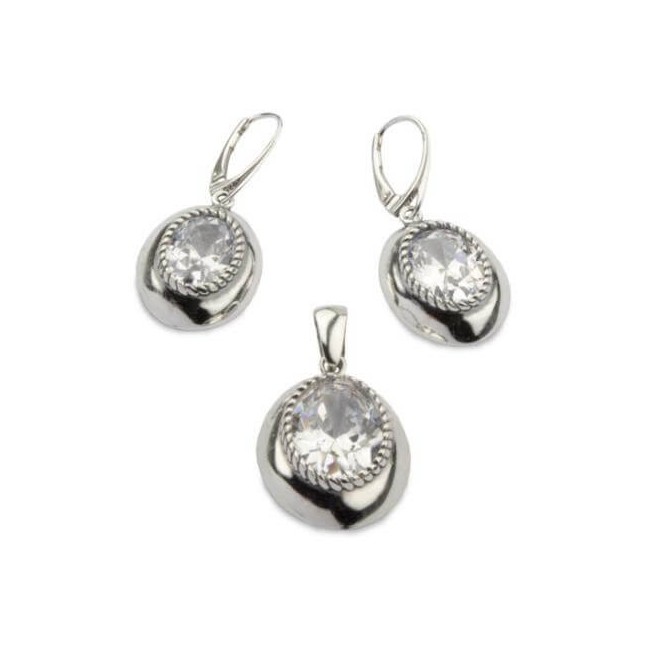 Silver oxidized earrings with zircons K 1813