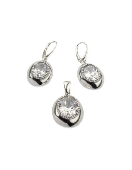 Silver oxidized earrings with zircons K 1813