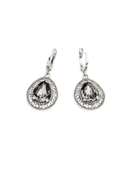 Swarovski K 1725 Silver Night Oxidized Silver Earrings