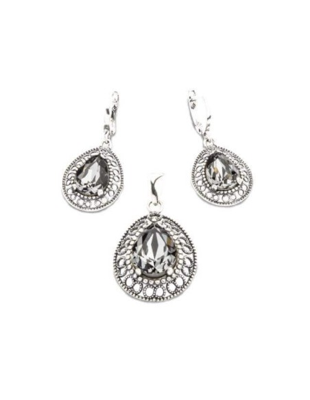 Swarovski K 1725 oxidized silver earrings