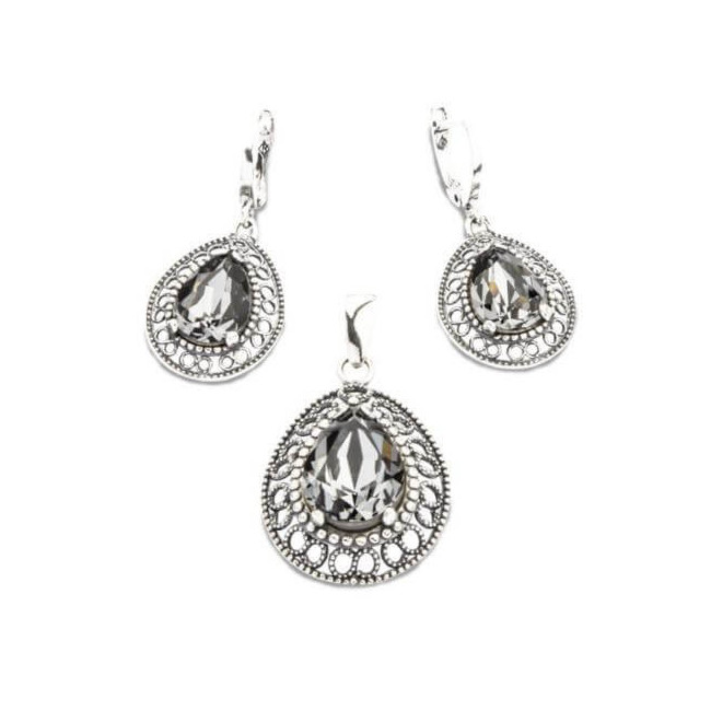 Srebrny oksydowany wisiorek Swarovski W 1725|Polcaratdesign.pl Biżuteria