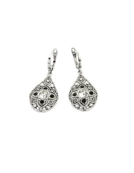 Swarovski K 1809 Crystal Jet Sterling Silver Earrings
