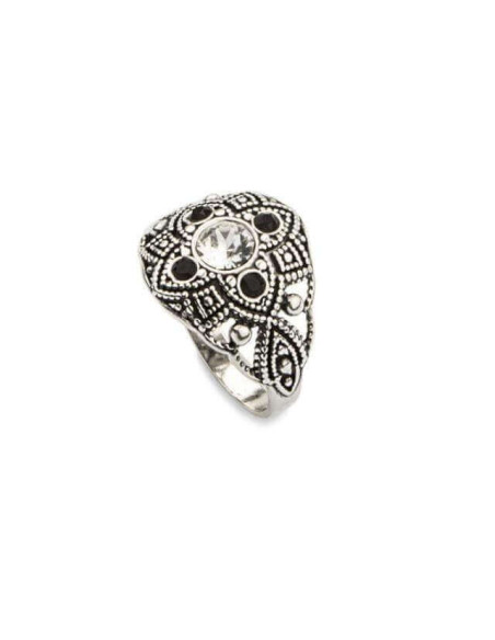 Silver ring with Swarovski crystals PK 1809 Crystal Jet
