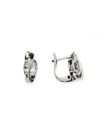 Oxidized silver earrings with cubic zirconia K3 1817