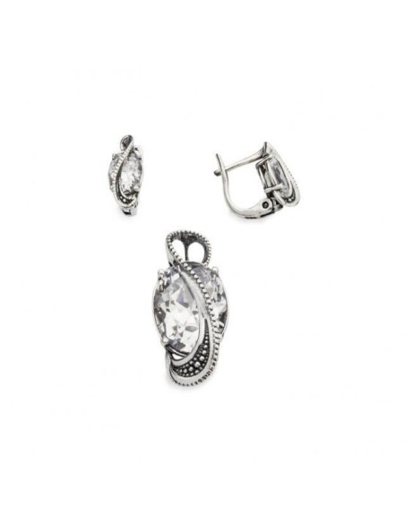 Oxidized silver earrings with cubic zirconia K3 1817