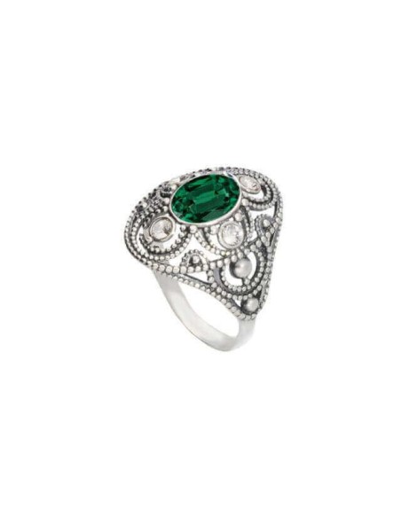 Silver ring with Swarovski crystals PK 1822 Emerald Crystal