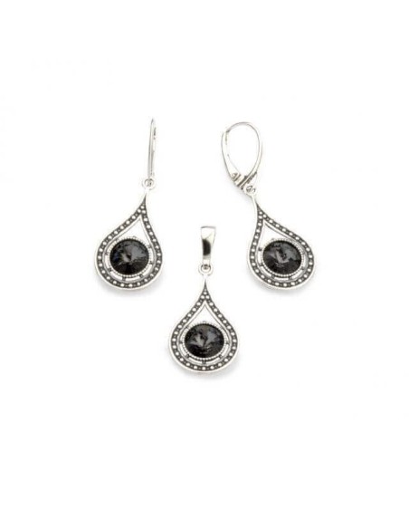 Swarovski K 1827 oxidized silver earrings