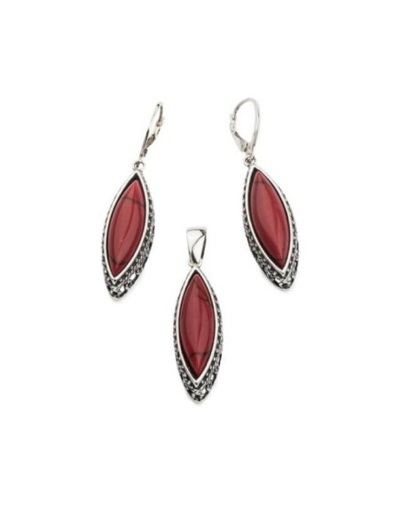 Silver set with beads KPL 1545 Coral