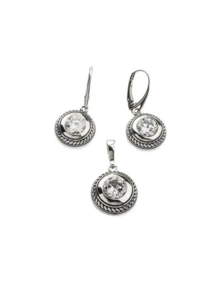 Srebrny oksydowany wisiorek z cyrkonią W 1531|Polcaratdesign.pl Biżuteria