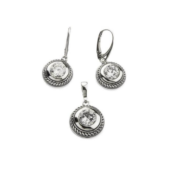 Kolczyki srebrne oksydowane z cyrkonią K 1531|Polcaratdesign.pl Biżuteria