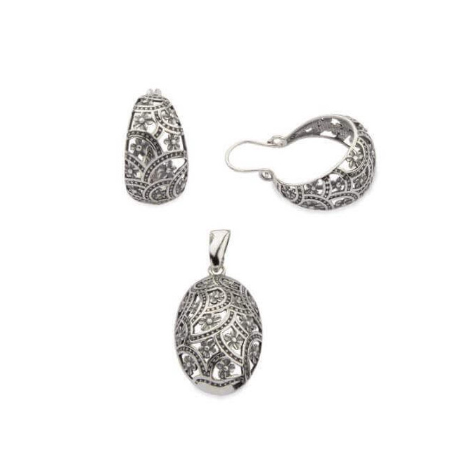 K 1830 oxidized silver earrings