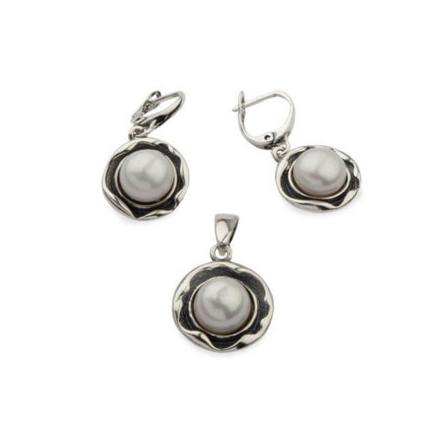 Silver earrings with pearls K 1852 Pearl