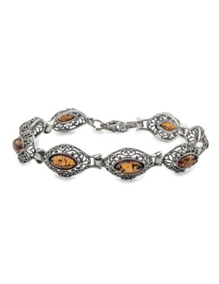 Silver bracelet with amber L 1818