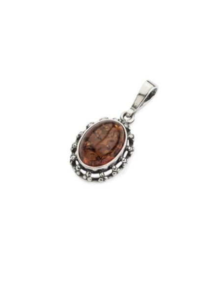 Silver pendant with amber W 581