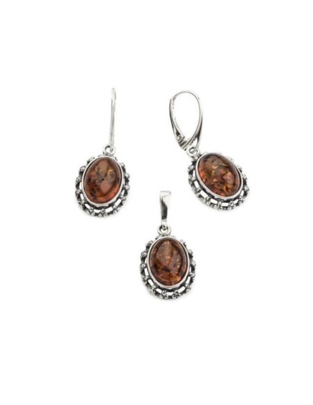 Silver pendant with amber W 581