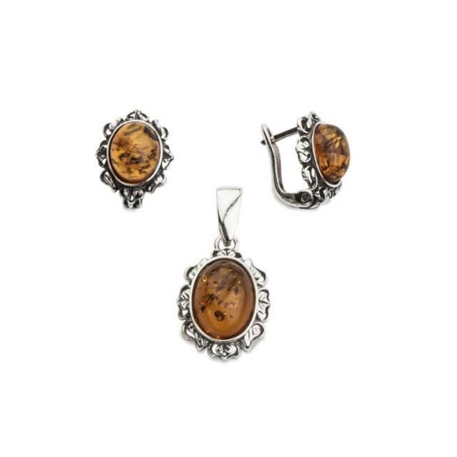 Silver pendant with amber in 1661 Polcarat Design