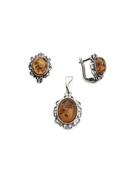 Silver pendant with amber in 1661 Polcarat Design