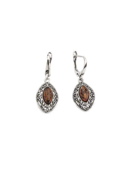 Silver earrings with amber K 1818