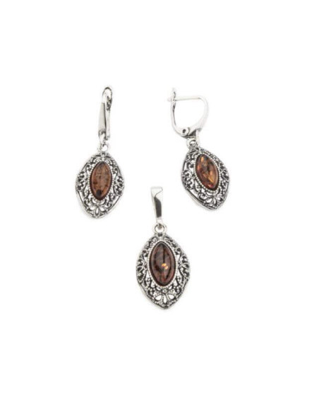 Silver earrings with amber K 1818