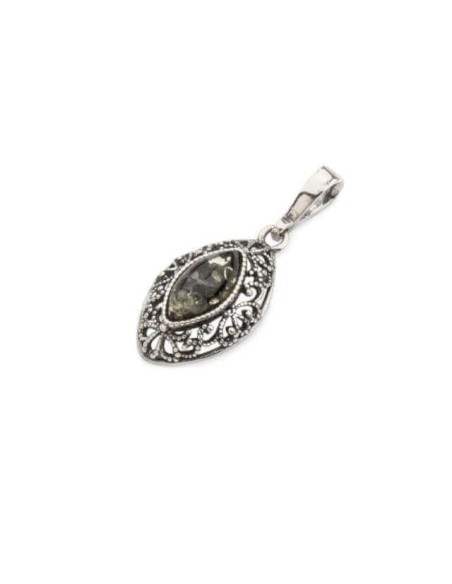 Silver pendant with green amber W 1818