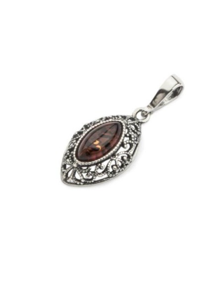 Silver pendant with amber W 1818