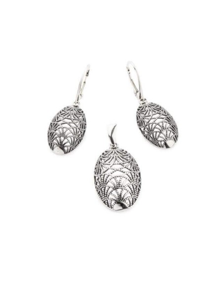 Silver pendant oval symmetry W 1879