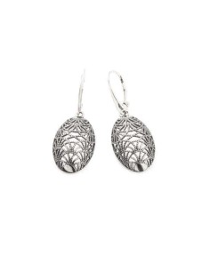 Silver earrings oval symmetry (hanging) K 1879