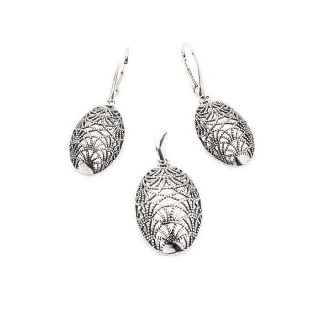 Silver earrings oval symmetry (hanging) K 1879