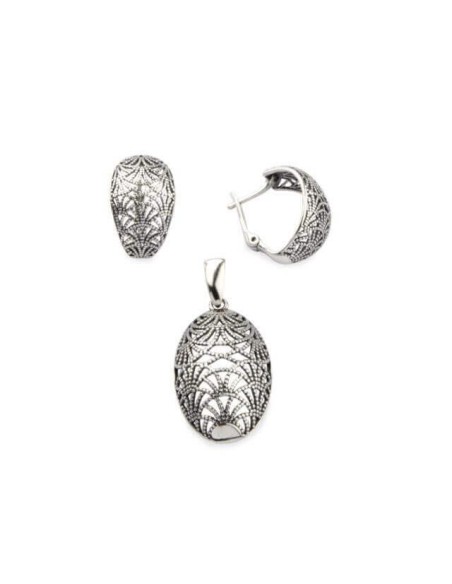 Silver earrings oval symmetry (english latchback) K3 1879 Silver earrings oval symmetry (english latchback) K3 1879