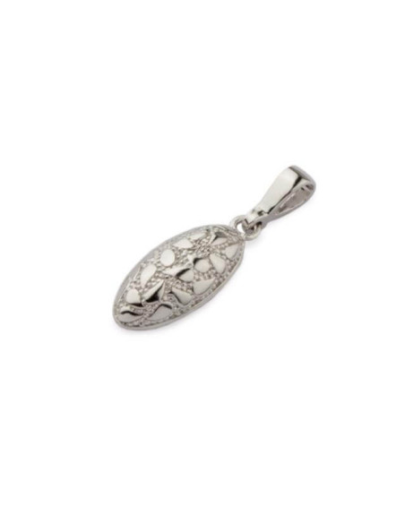 Silver rhodium-plated petal pendant in oval W 1853