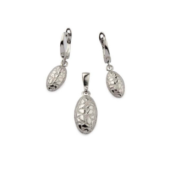 Silver rhodium-plated petal pendant in oval W 1853
