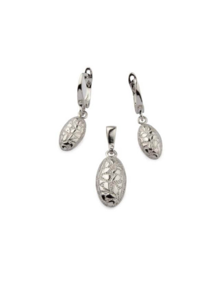 Silver rhodium-plated petal pendant in oval W 1853