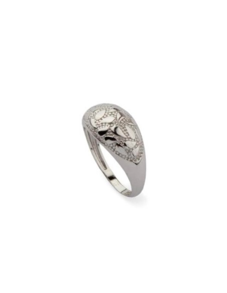 Silver rhodium-plated petal ring in oval P 1853