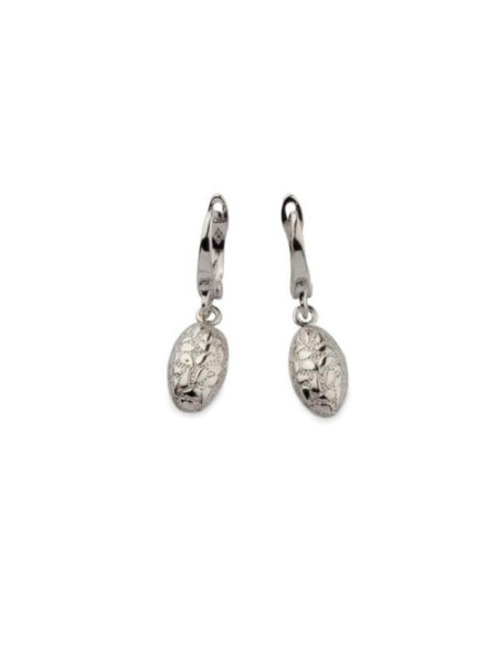 Silver rhodium-plated petal earrings in an oval (hanging) K 1853