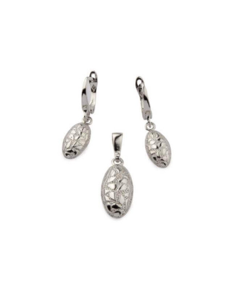Silver rhodium-plated petal earrings in an oval (hanging) K 1853