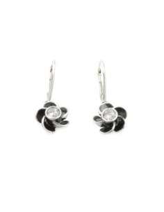 Silver hanging earrings 'Flowers' with cubic zirconia K 1862