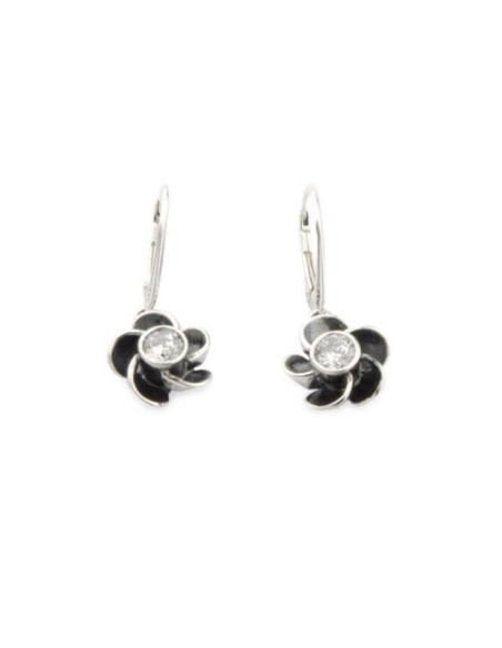 Silver hanging earrings 'Flowers' with cubic zirconia K 1862 Silver hanging earrings 'Flowers' with cubic zirconia K 1862
