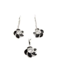 Silver hanging earrings 'Flowers' with cubic zirconia K 1862 2
