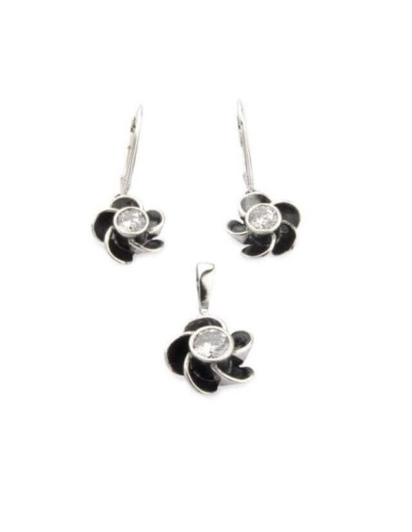 Silver hanging earrings 'Flowers' with cubic zirconia K 1862 Silver hanging earrings 'Flowers' with cubic zirconia K 1862