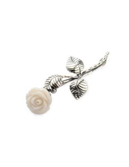 Silver brooch White Rose B 68