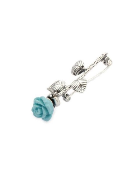 Silver Brooch Turquoise Rose B 69 Silver Brooch Turquoise Rose B 69